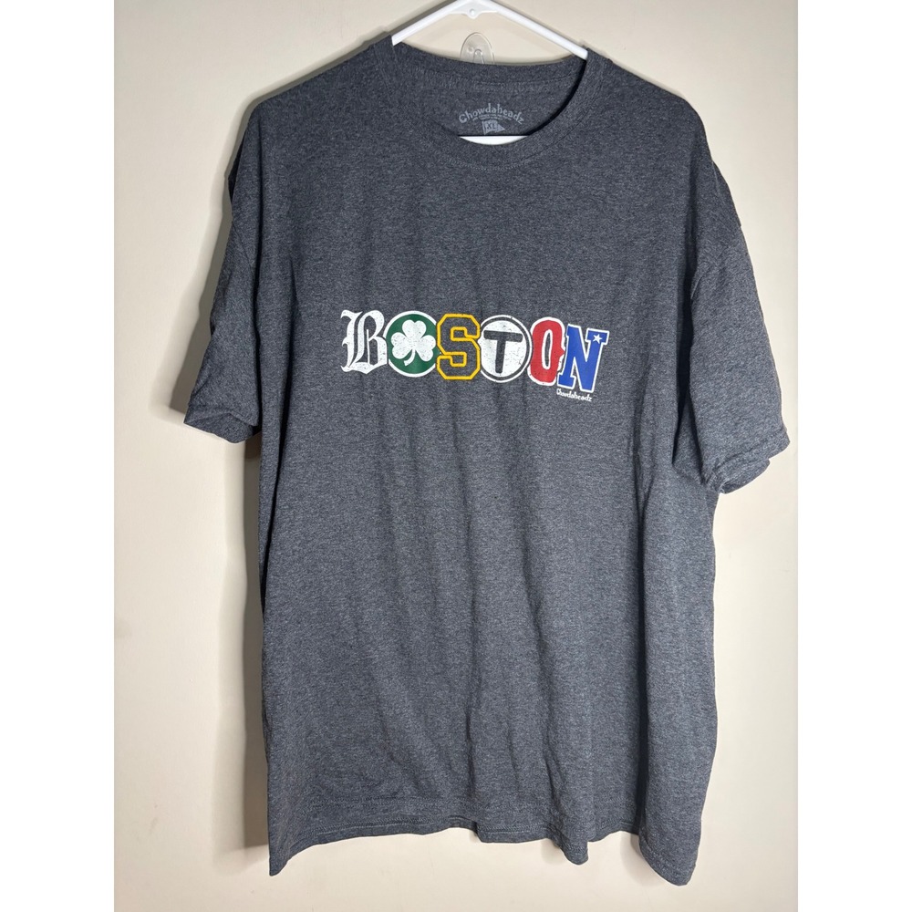 Chowdaheadz Boston‎ Graphic T Shirt XL Mens Gray Clover Sports Fan Tee